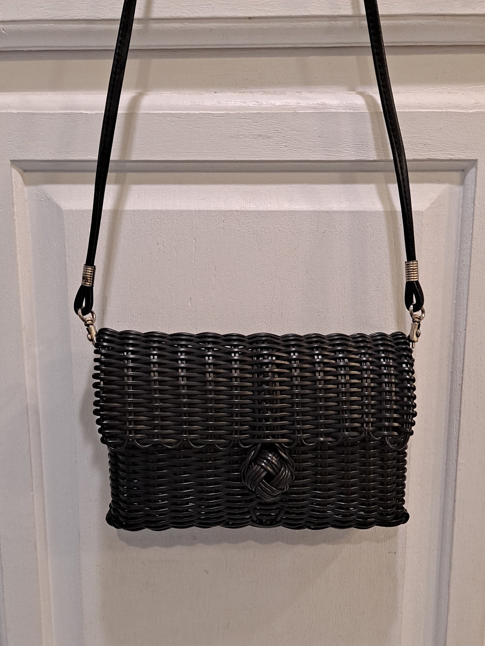 The Lilley Line Black Handwoven Chic Crossbody Clutch Bag Knot Closure Recycled